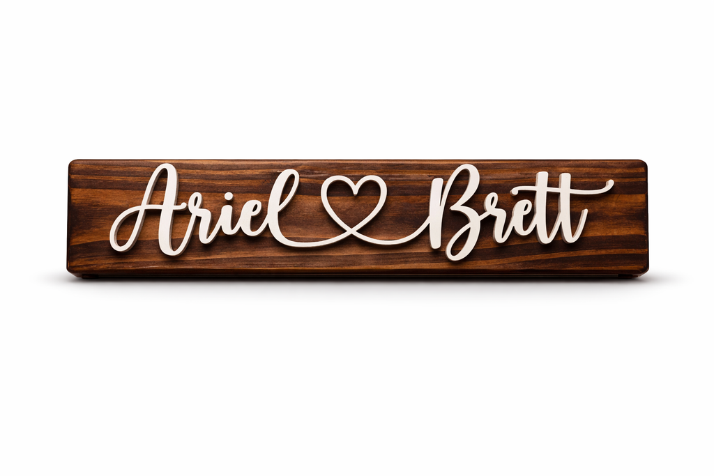 Personalized Wooden Couple Name Sign – Handcrafted Keepsake